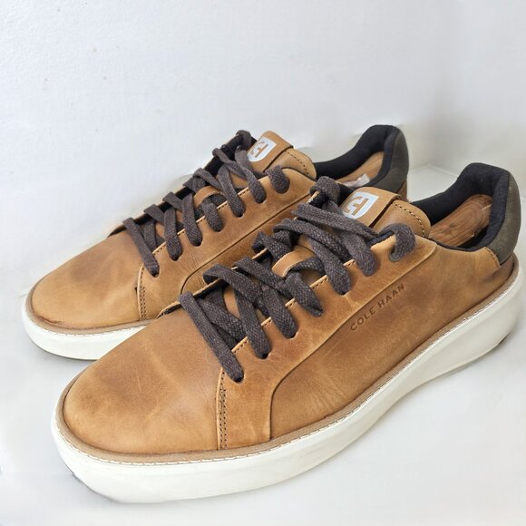 Cole Haan Men's Grandpro Topspin Distressed Tan Brown Leather Sneakers - Picture 1 of 11